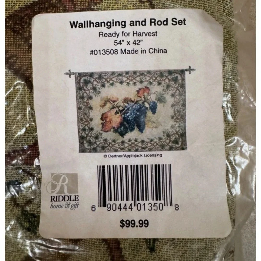 Riddle Home & Gift $100 54x42 Erin Dertner Ready for Harvest Grape Tapestry